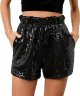 Women's Summer Sequin Shorts High Waist Casual Loose A-Line Hot Pants