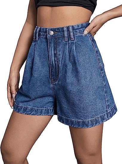 Women's High Waist Straight Shorts Casual Loose Denim Shorts