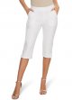 Ladies Cropped Wear Stretch High Waisted Navel Work Leggings with Pockets