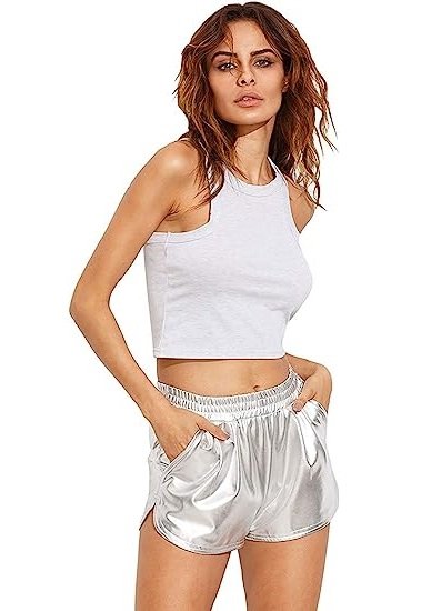 Ladies Yoga Hot Shorts Shiny Metallic Pants