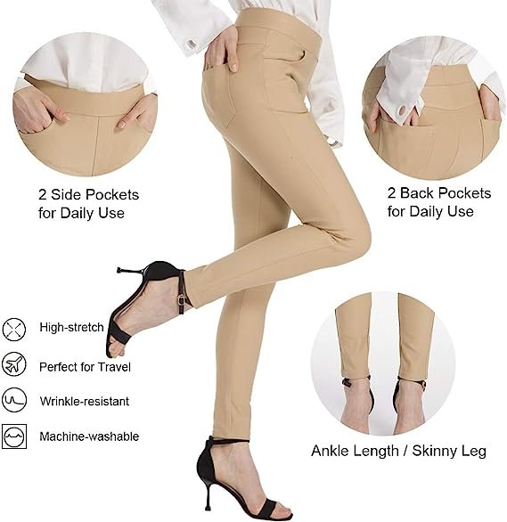 Ladies casual work dress leggings leggings with pockets