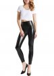 Women's Stretchy Faux Leather Leggings Pants, Sexy Red High Waisted Tights