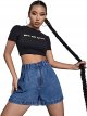 Women's High Waist Straight Shorts Casual Loose Denim Shorts