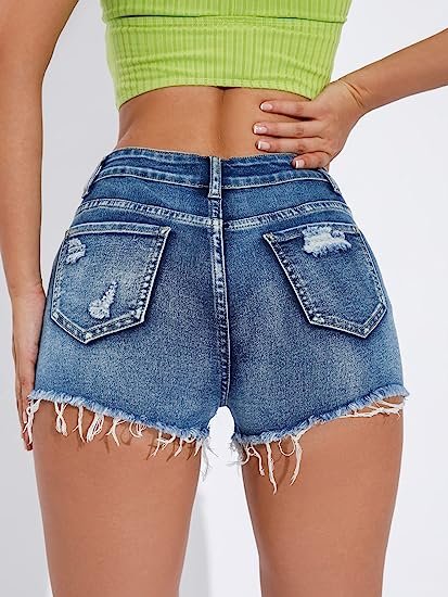 Women's Ripped Distressed Skinny Denim Shorts