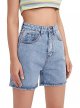 Women's High Waist Straight Denim Shorts Solid Color Denim Shorts With Pockets