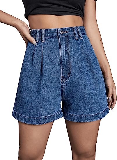 Women's High Waist Straight Shorts Casual Loose Denim Shorts