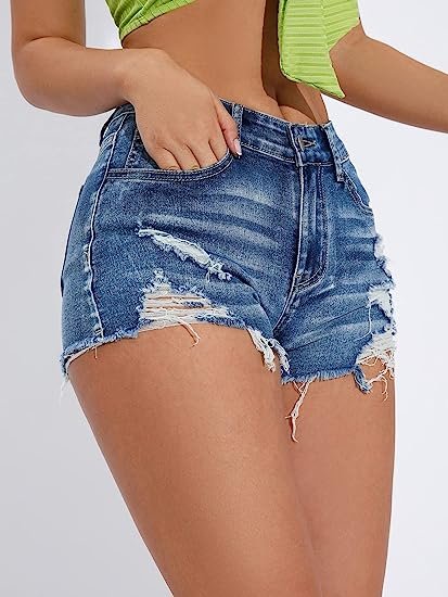 Women's Ripped Distressed Skinny Denim Shorts