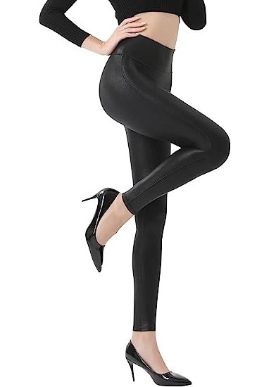 Womens Faux Leather Leggings Stretch High Waisted Pleather Pants