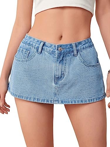 Women's Low Rise Zipper Denim Shorts Mini Denim Culottes with Pockets