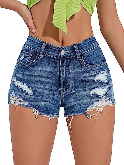 Women's Ripped Distressed Skinny Denim Shorts