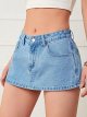Women's Low Rise Zipper Denim Shorts Mini Denim Culottes with Pockets