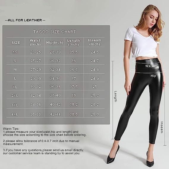 Women's Stretchy Faux Leather Leggings Pants, Sexy Red High Waisted Tights